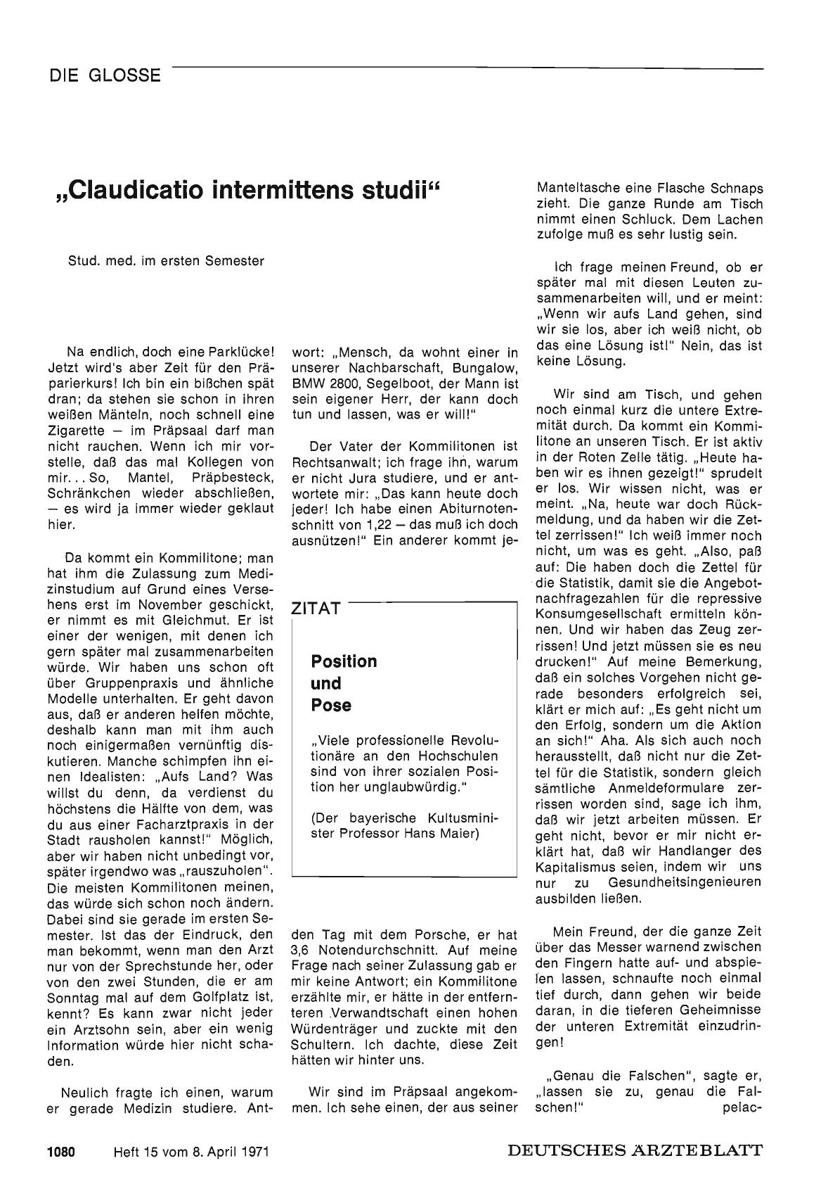 Vorschauseite 1: „Claudicatio intermittens studii"