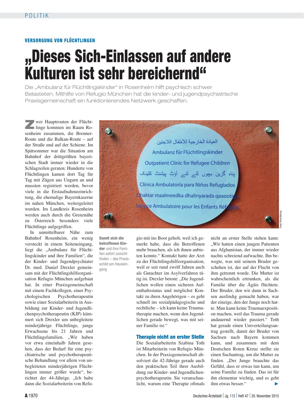 Vorschauseite 1: Versorgung von Flüchtlingen: „Dieses Sich-Einlassen auf andere Kulturen ist sehr bereichernd“