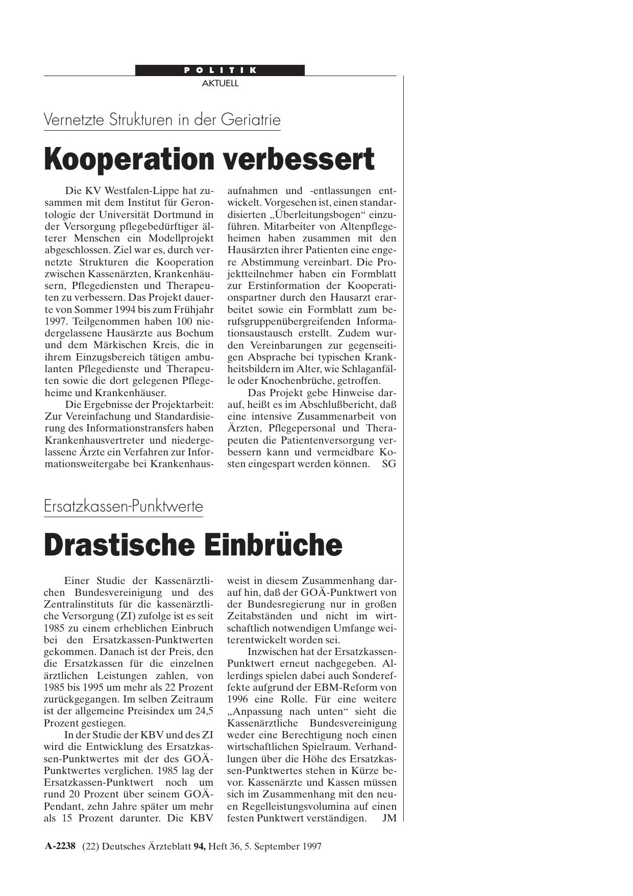 Vorschauseite 1: Vernetzte Strukturen in der Geriatrie: Kooperation verbessert