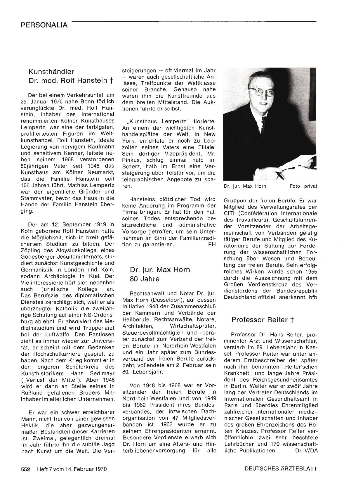 Vorschauseite 1: Professor Reiter †