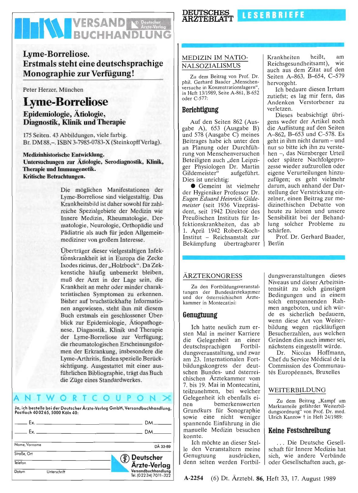 Vorschauseite 1: MEDIZIN IM NATIONALSOZIALISMUS: Berichtigung