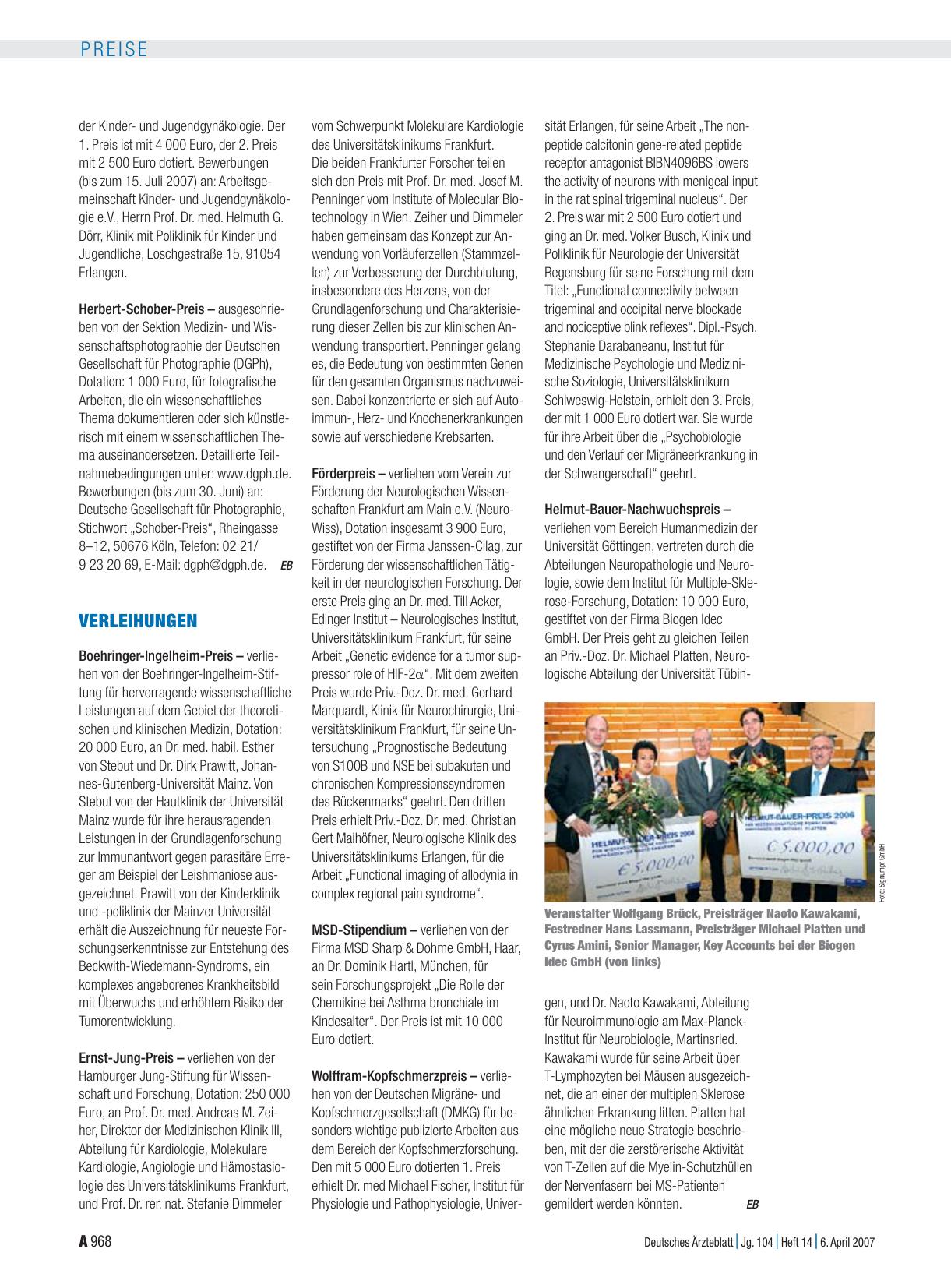 Vorschauseite 1: Verleihungen