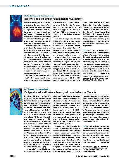 Vorschauseite 1: ACE-Hemmer und Lungenkrebs: Fachgesellschaft sieht keine Notwendigkeit zum Absetzen der Therapie