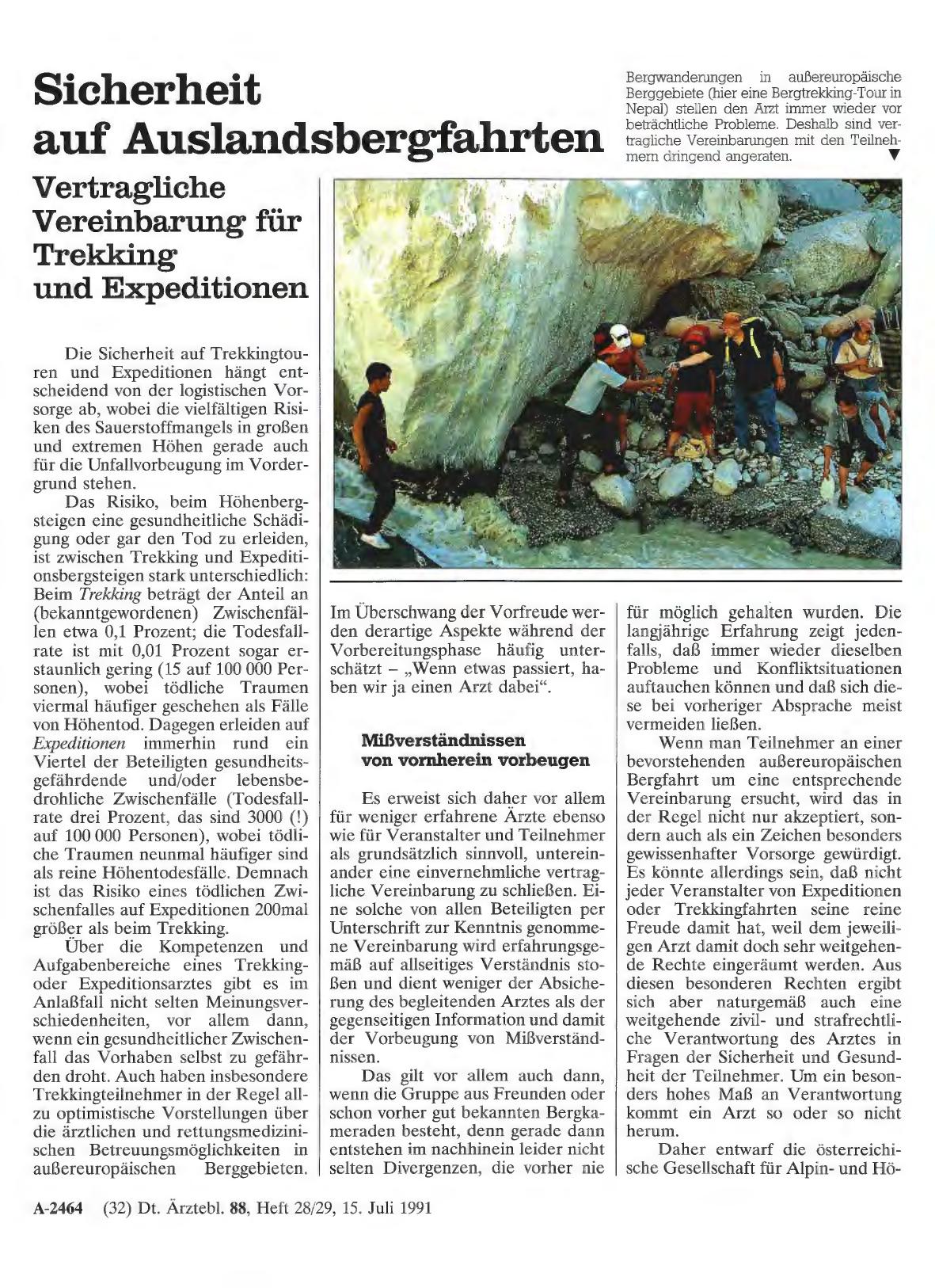 Vorschauseite 1: Sicherheit auf Auslandsbergfahrten: Vertragliche Vereinbarung für Trekking und Expeditionen