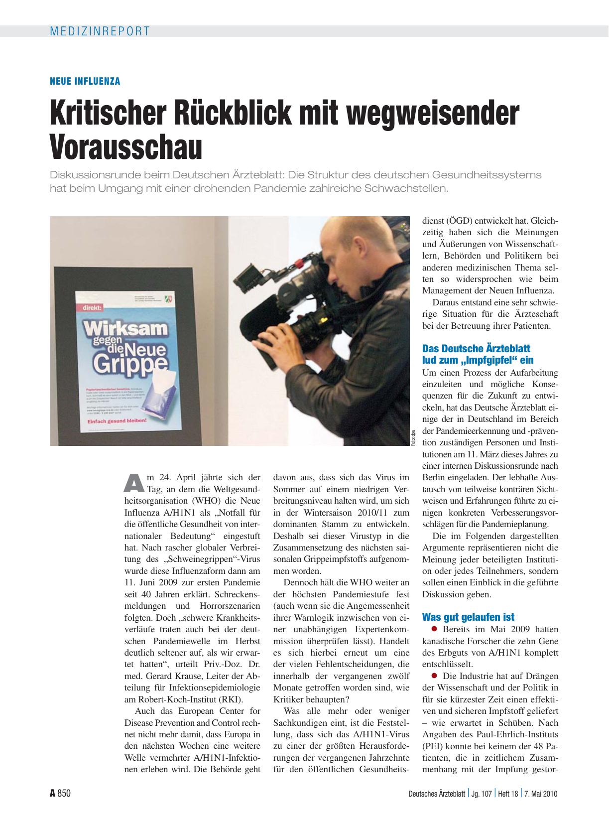 Vorschauseite 1: Neue Influenza: Kritischer Rückblick mit wegweisender Vorausschau