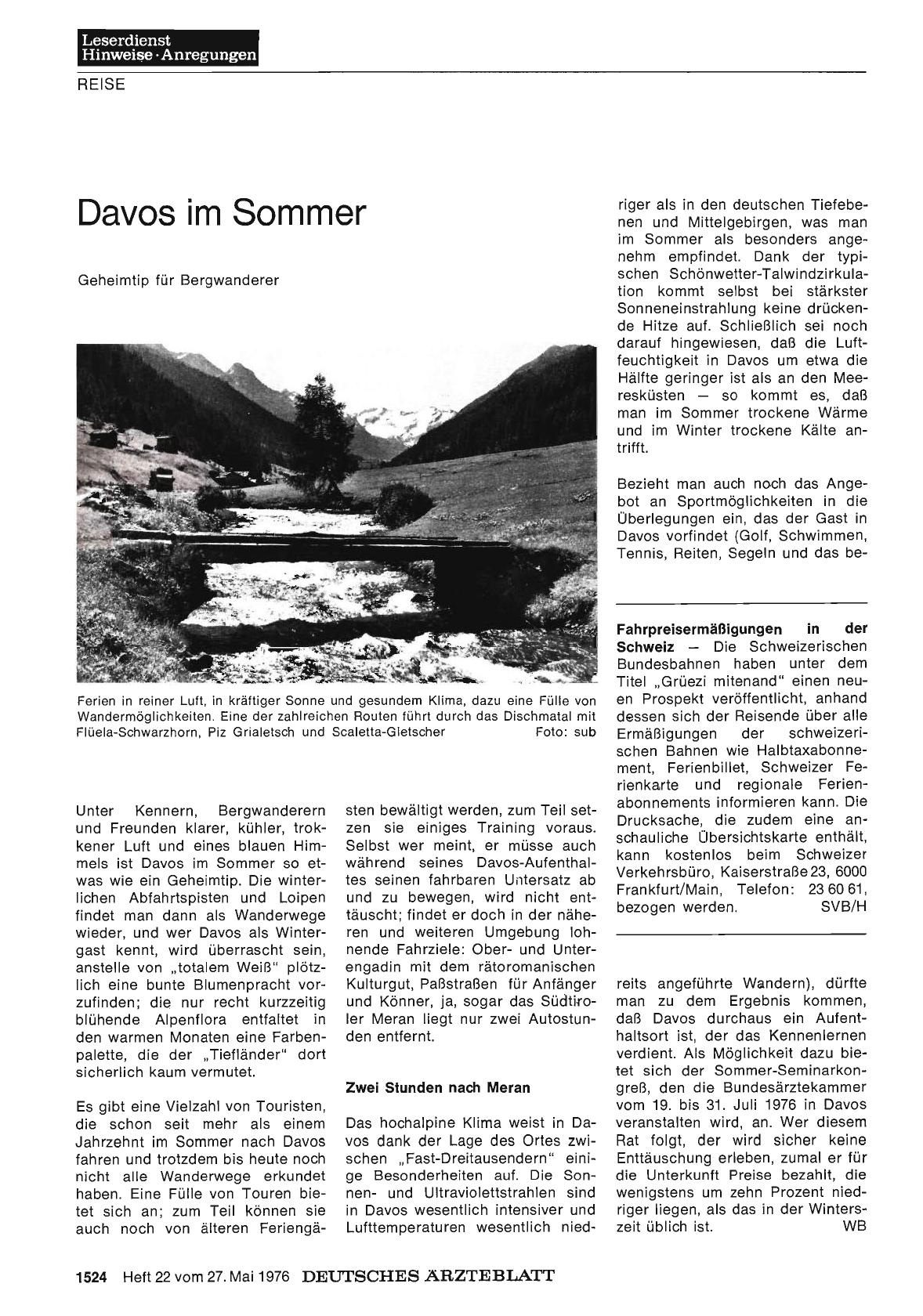 Vorschauseite 1: Fahrpreisermäßigungen in der Schweiz