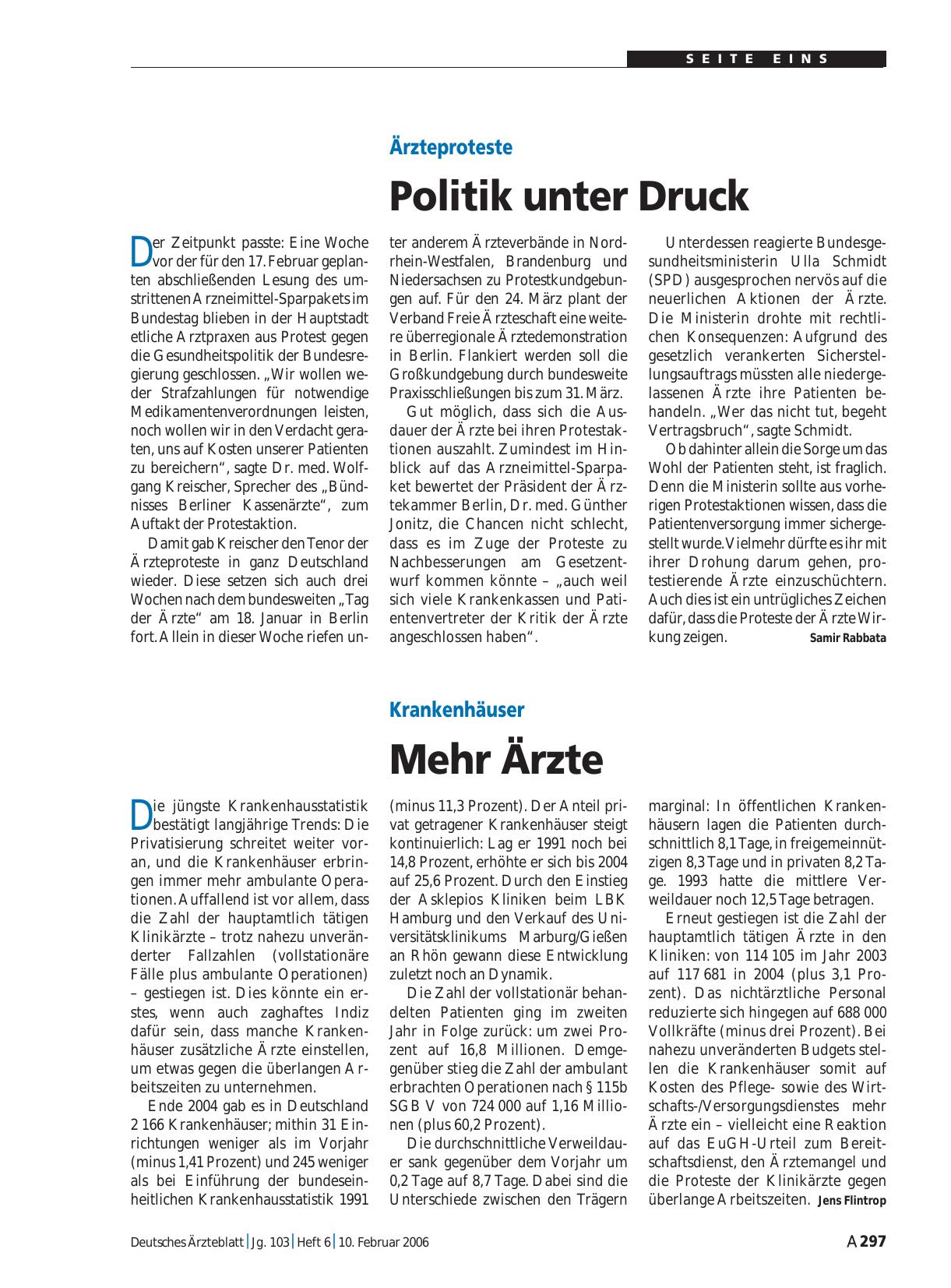 Vorschauseite 1: Krankenhäuser: Mehr Ärzte