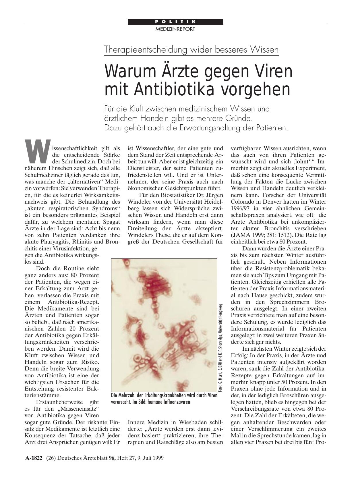 Vorschauseite 1: Therapieentscheidung wider besseres Wissen: Warum Ärzte gegen Viren mit Antibiotika vorgehen