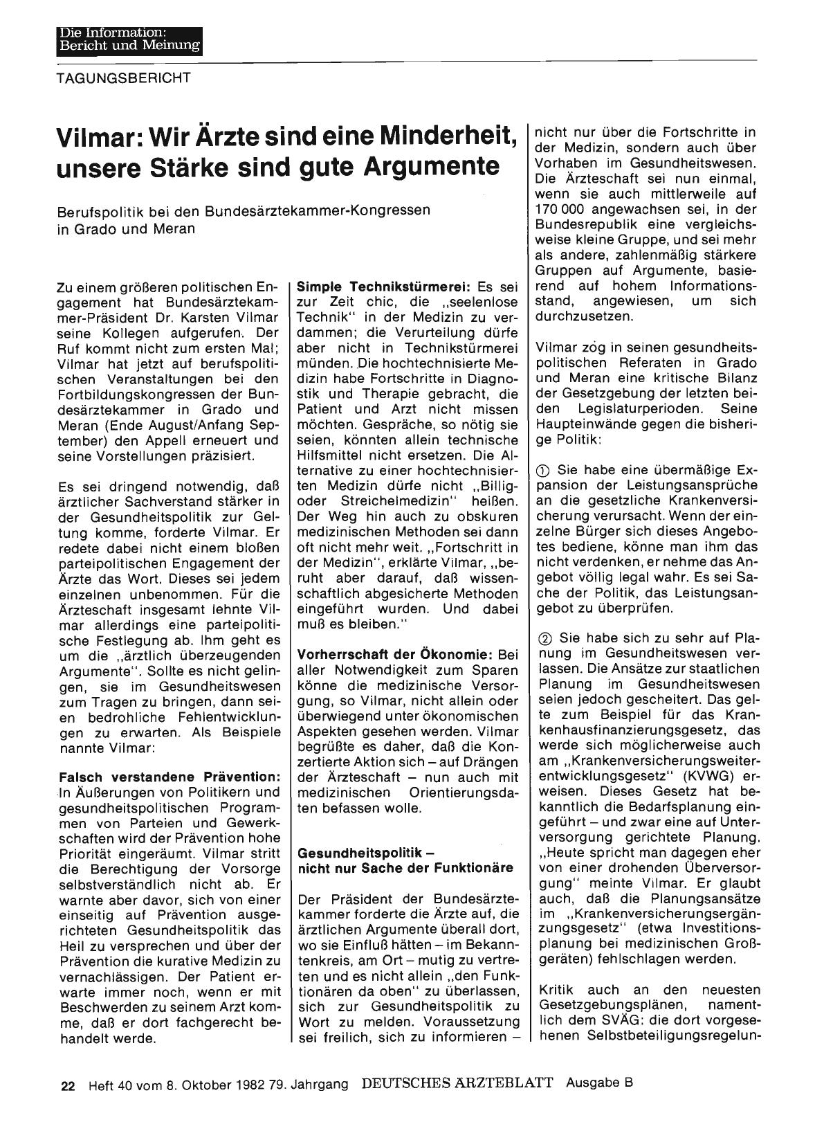 Vorschauseite 1: Vilmar: Wir Ärzte sind eine Minderheit, unsere Stärke sind gute Argumente