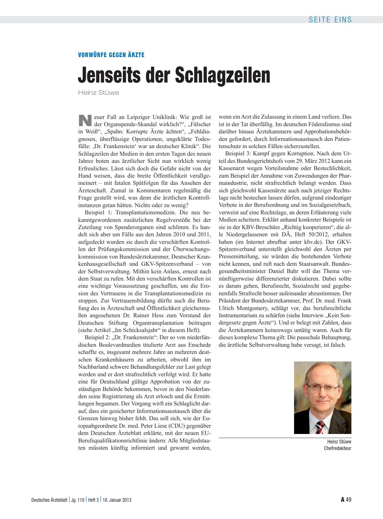Vorschauseite 1: Vorwürfe gegen Ärzte: Jenseits der Schlagzeilen