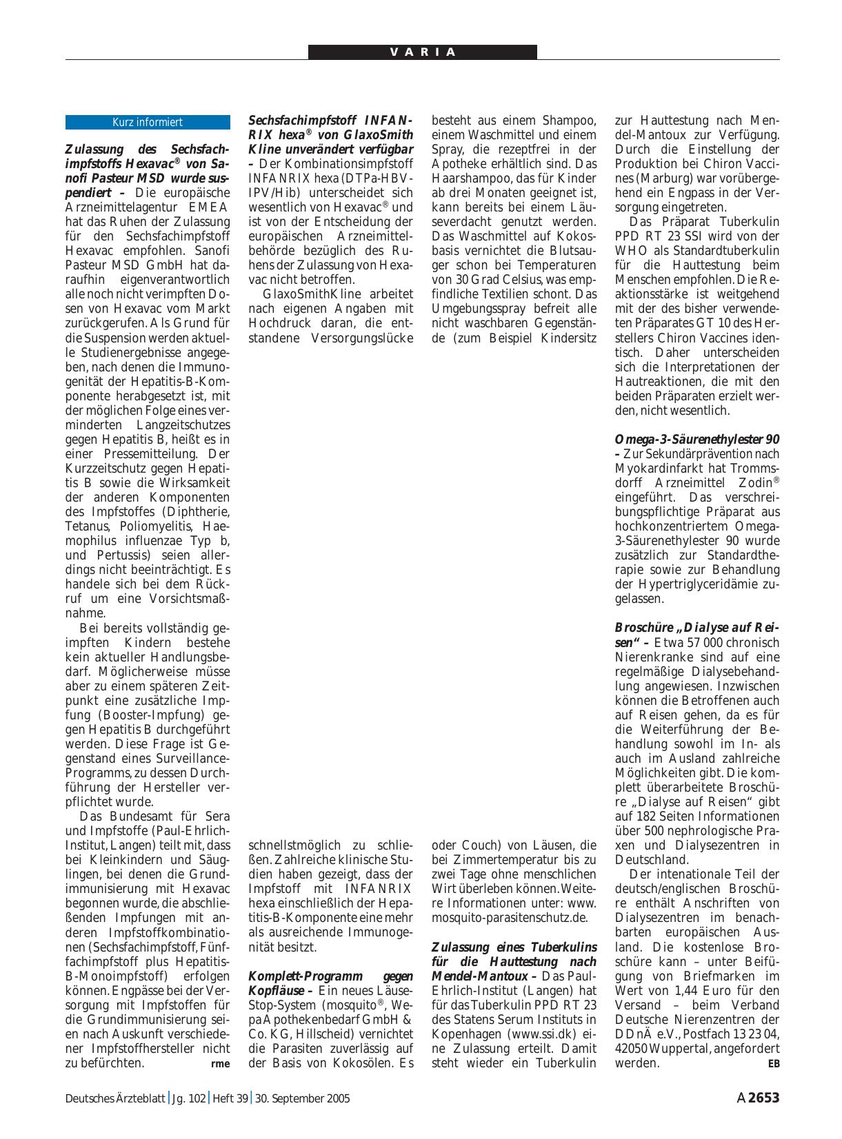Vorschauseite 1: Kurz informiert