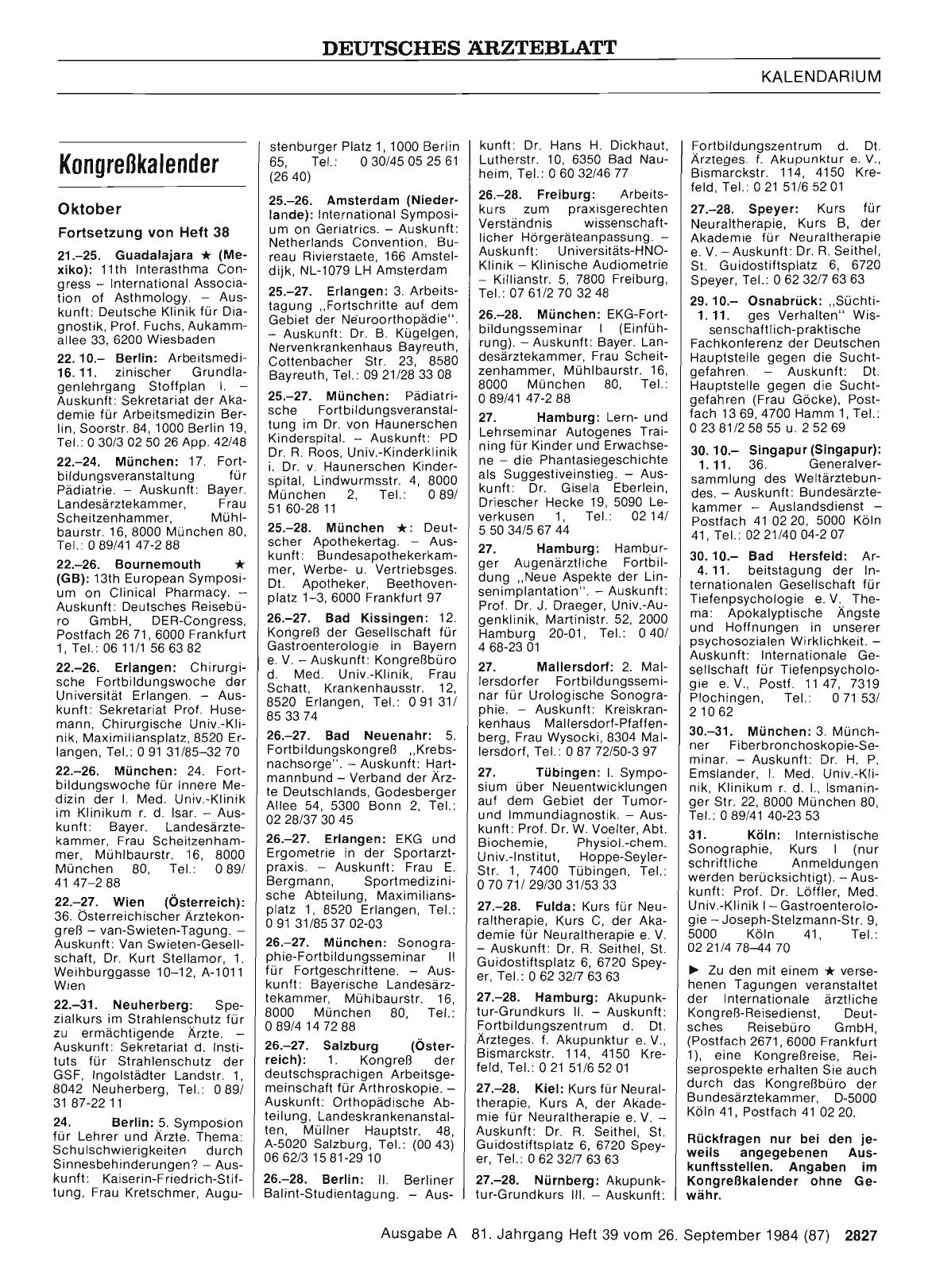 Vorschauseite 1: Kongreßkalender