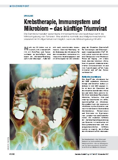 Vorschauseite 1: Onkologie: Krebstherapie, Immunsystem und Mikrobiom – das künftige Triumvirat