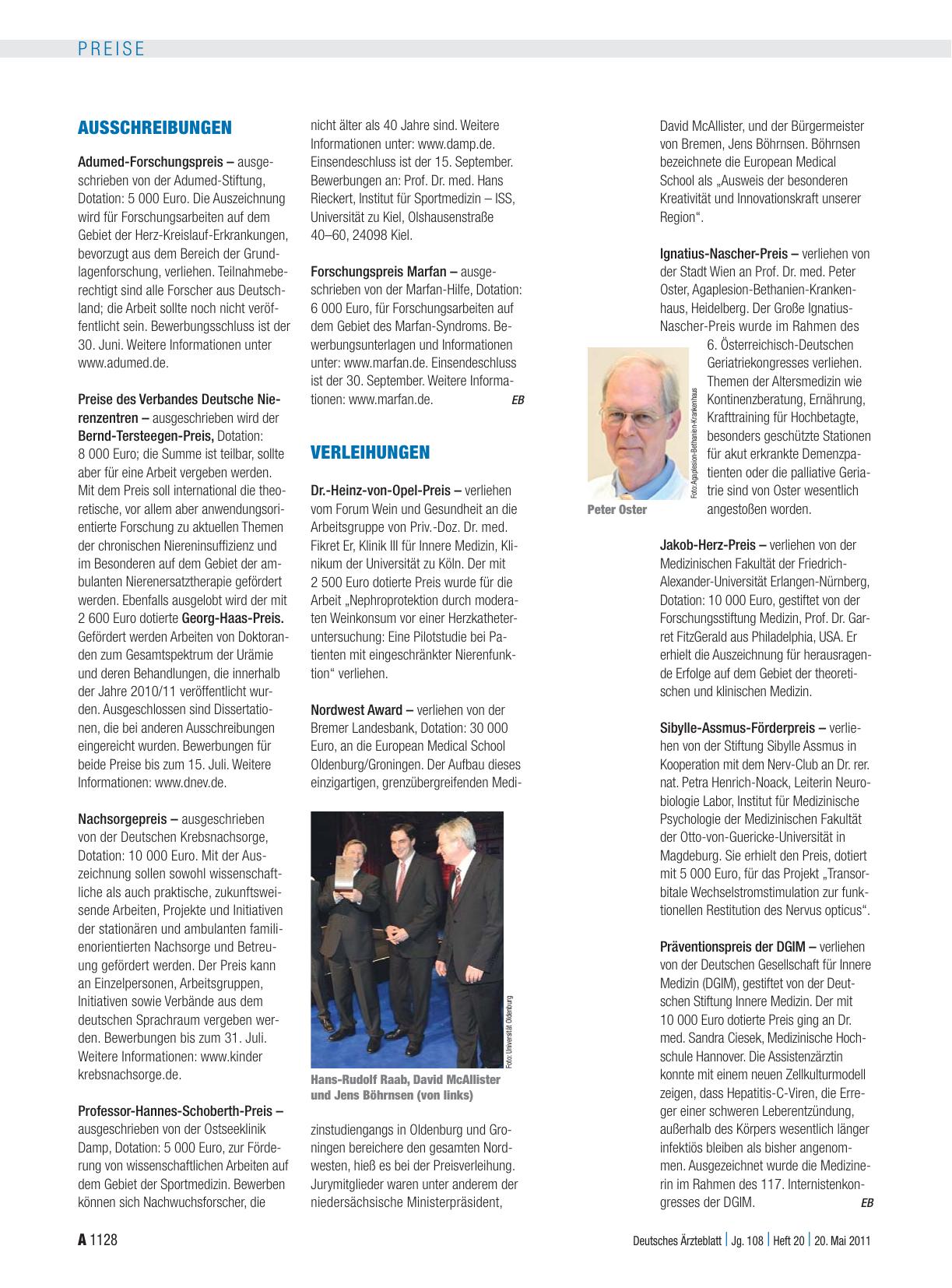 Vorschauseite 1: Verleihungen