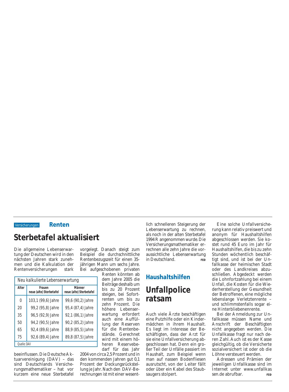 Vorschauseite 1: Haushaltshilfen: Unfallpolice ratsam