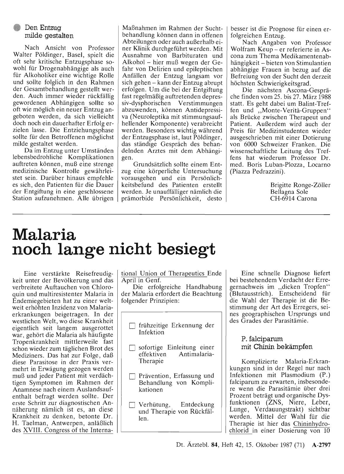 Vorschauseite 1: Malaria noch lange nicht besiegt