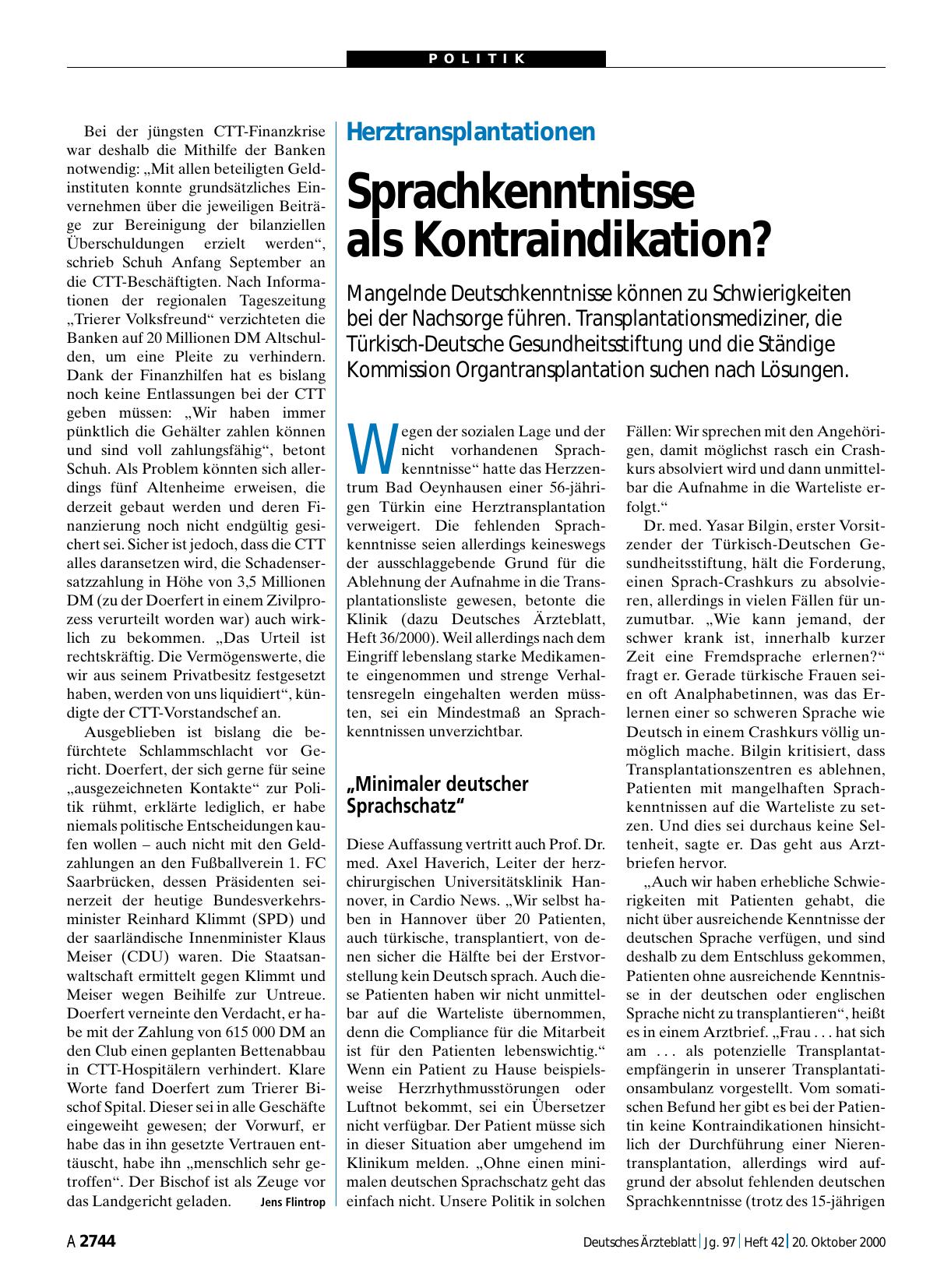 Vorschauseite 1: Herztransplantationen: Sprachkenntnisse als Kontraindikation?