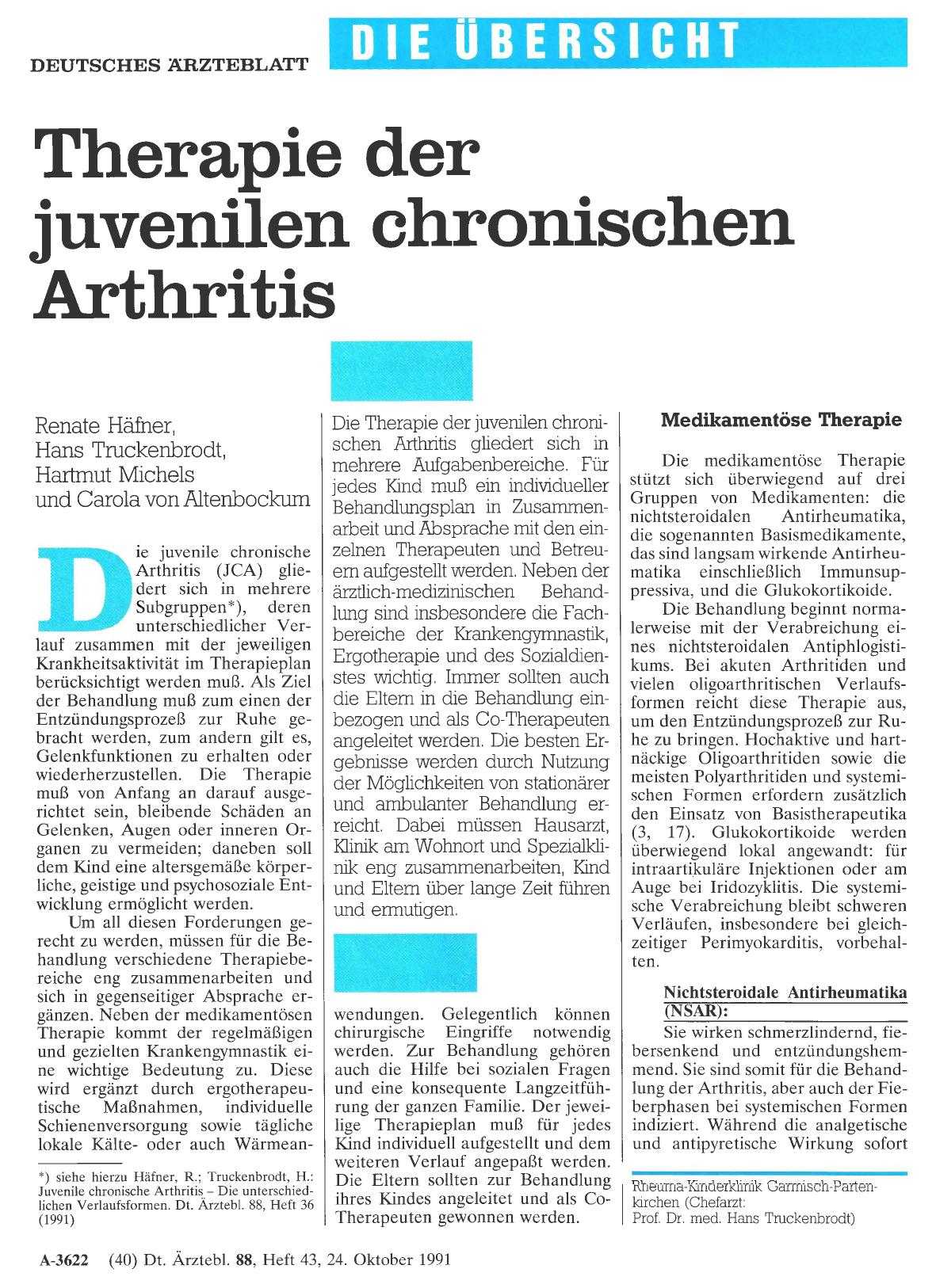 Vorschauseite 1: Therapie der juvenilen chronischen Arthritis