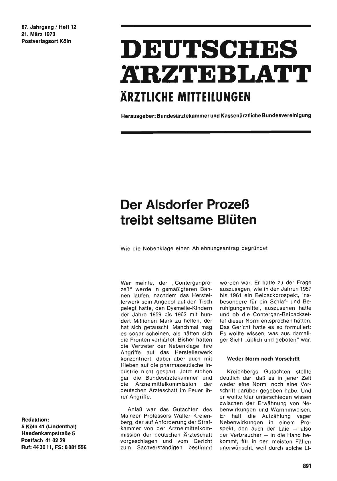 Vorschauseite 1: Der Alsdorfer Prozeß treibt seltsame Blüten