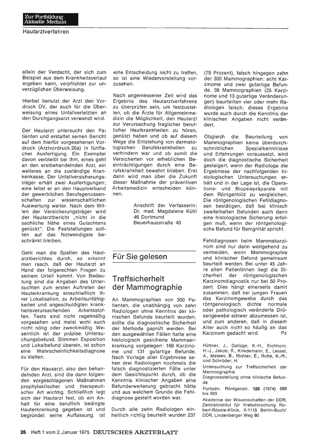 Vorschauseite 1: Treffsicherheit der Mammographie