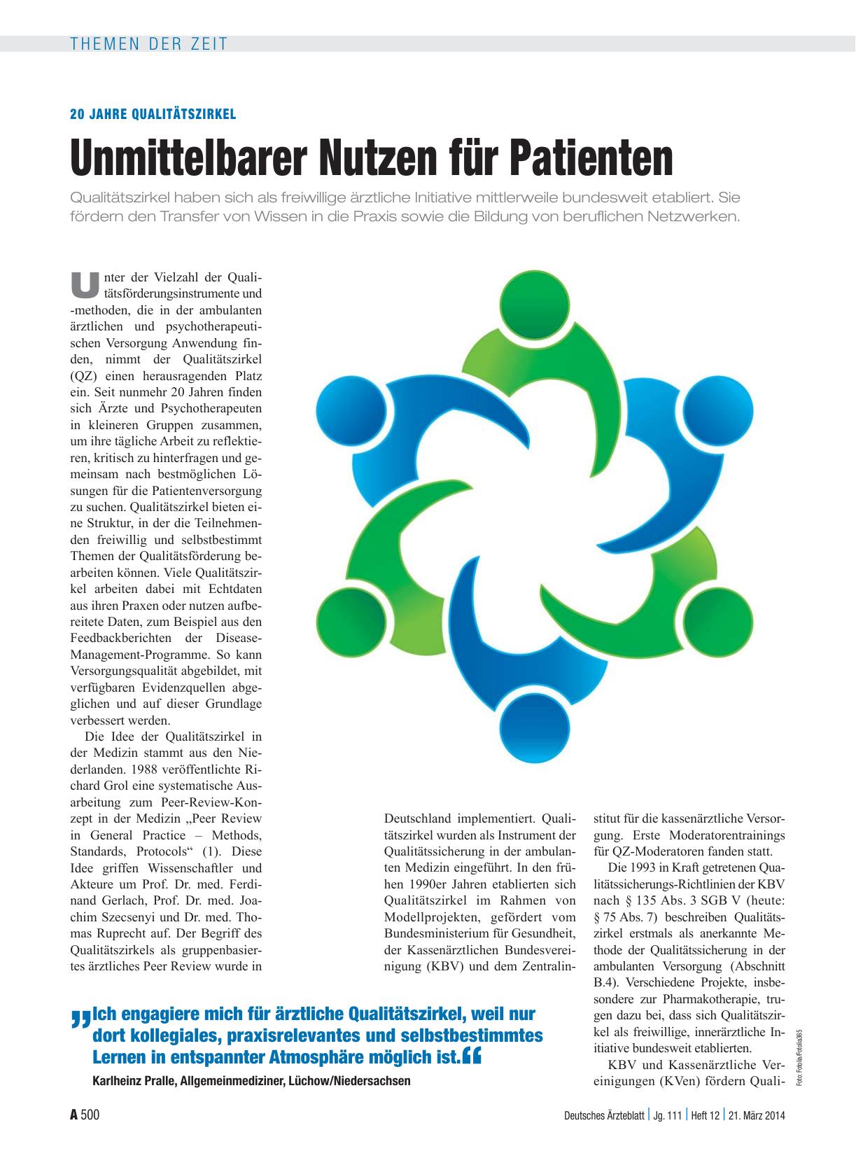 Vorschauseite 1: 20 Jahre Qualitätszirkel: Unmittelbarer Nutzen für Patienten