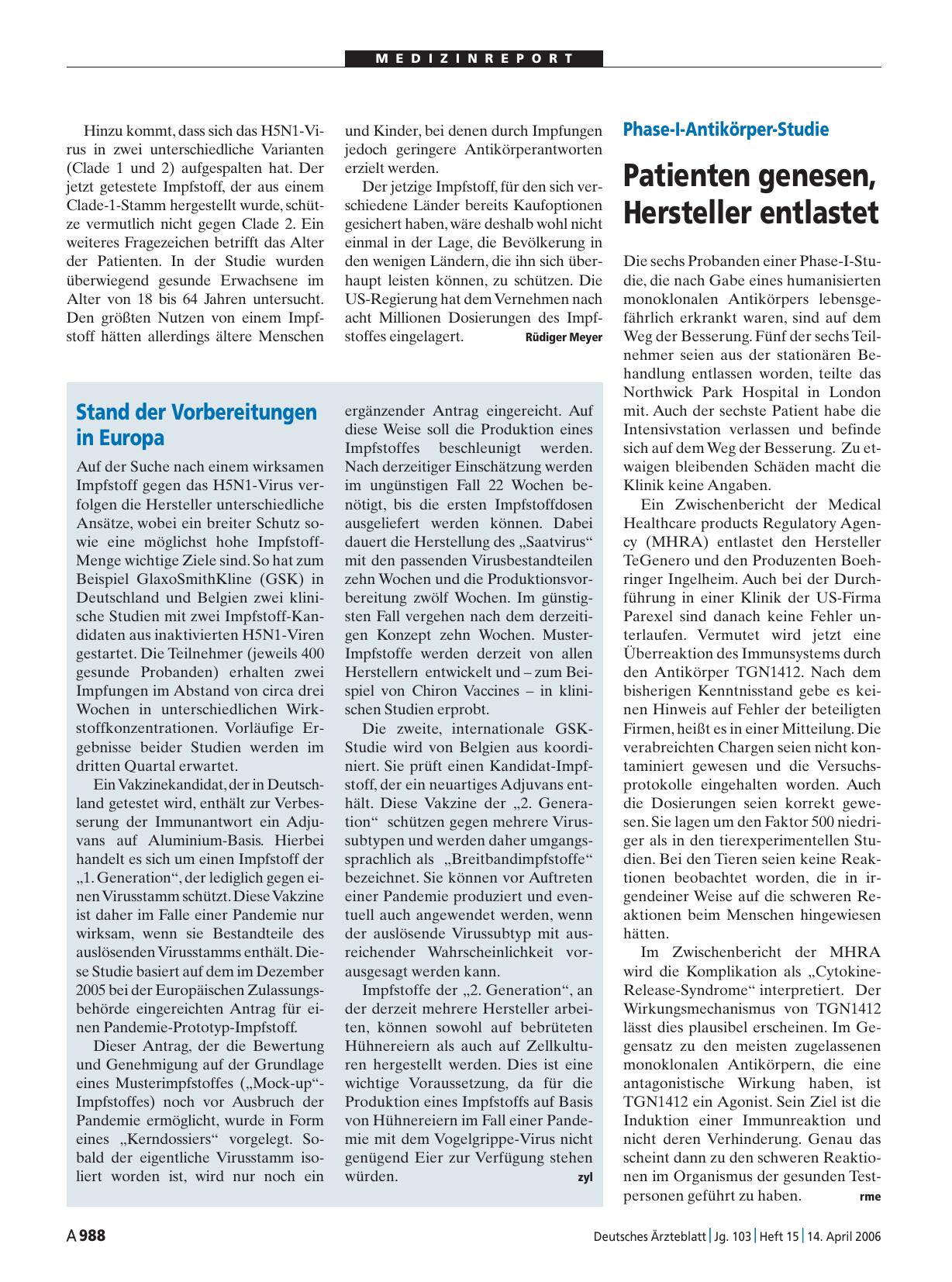 Vorschauseite 1: Stand der Vorbereitungen in Europa