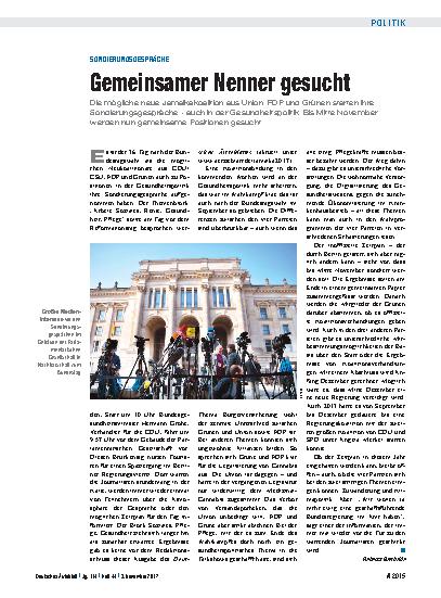 Vorschauseite 1: Sondierungsgespräche: Gemeinsamer Nenner gesucht