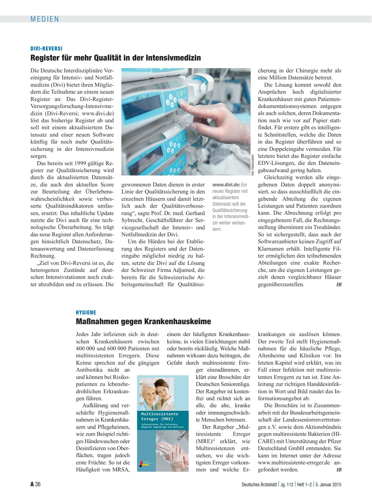 Vorschauseite 1: Hygiene: Maßnahmen gegen Krankenhauskeime