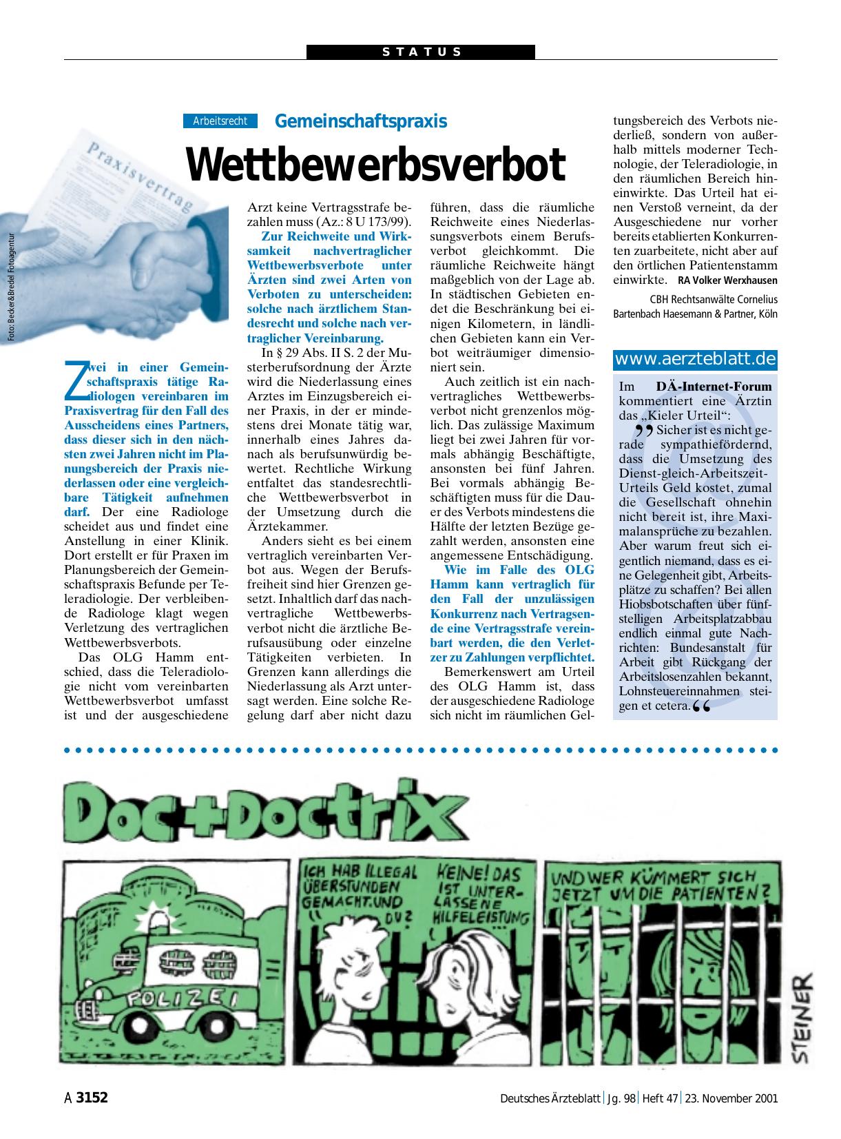 Vorschauseite 1: Gemeinschaftspraxis: Wettbewerbsverbot