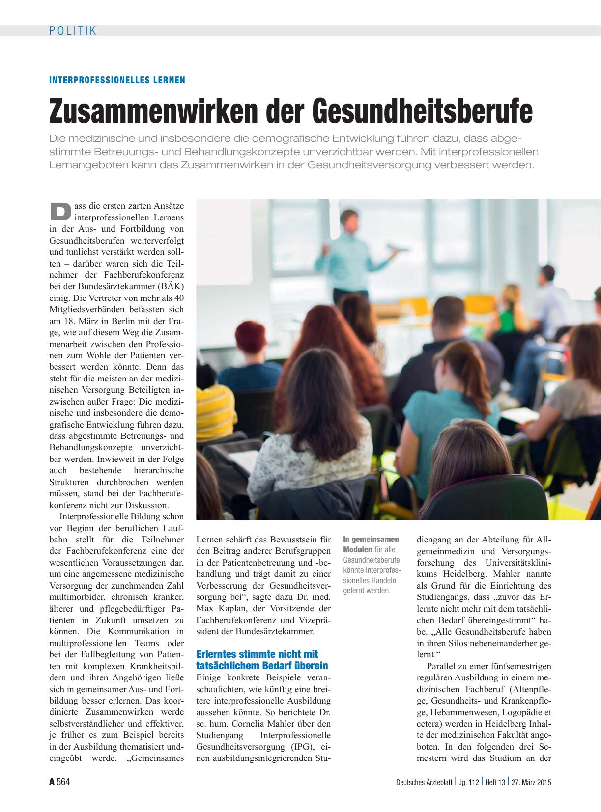 Vorschauseite 1: Interprofessionelles Lernen: Zusammenwirken der Gesundheitsberufe