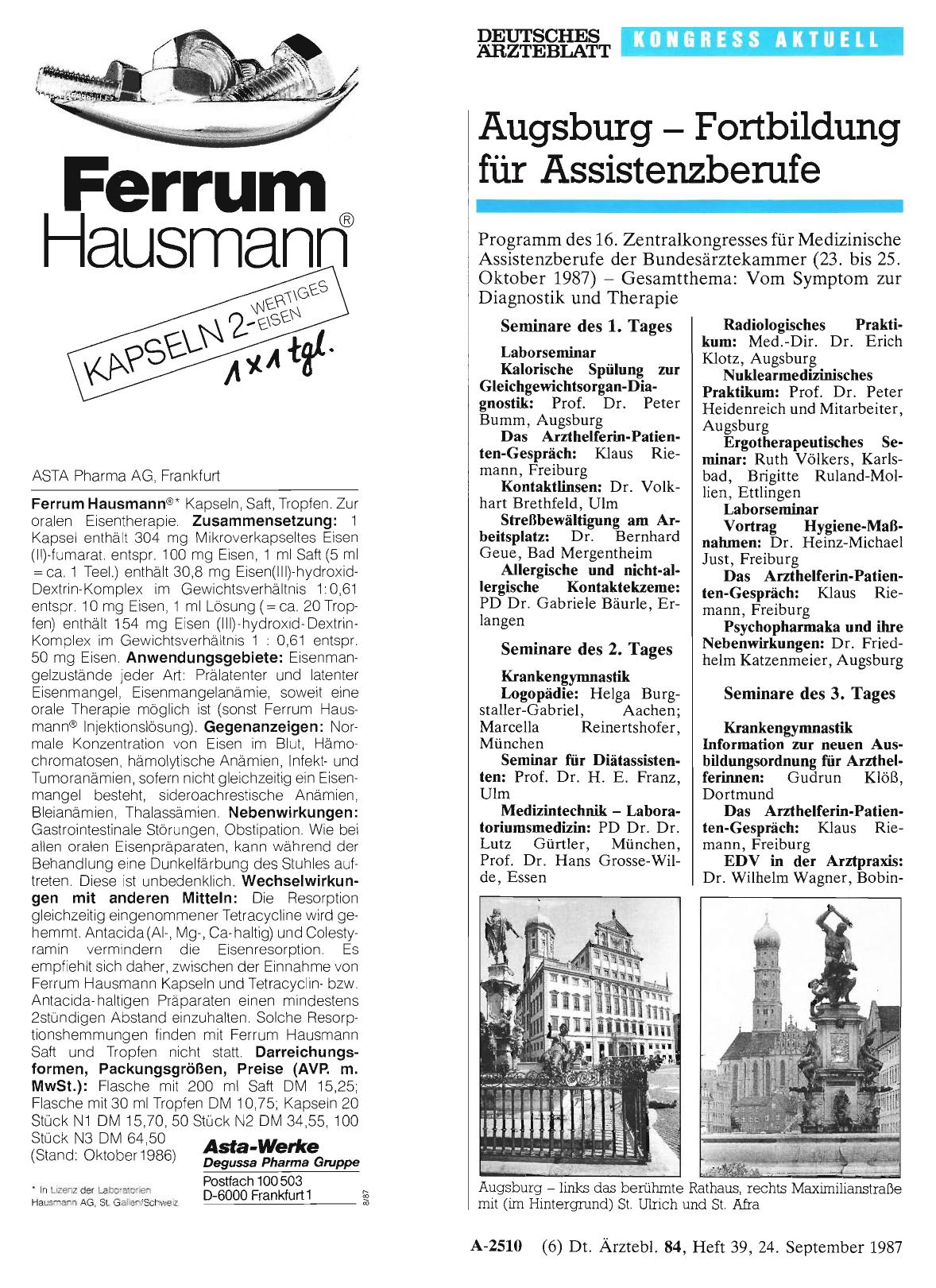 Vorschauseite 1: Augsburg - Fortbildung für Assistenzberufe