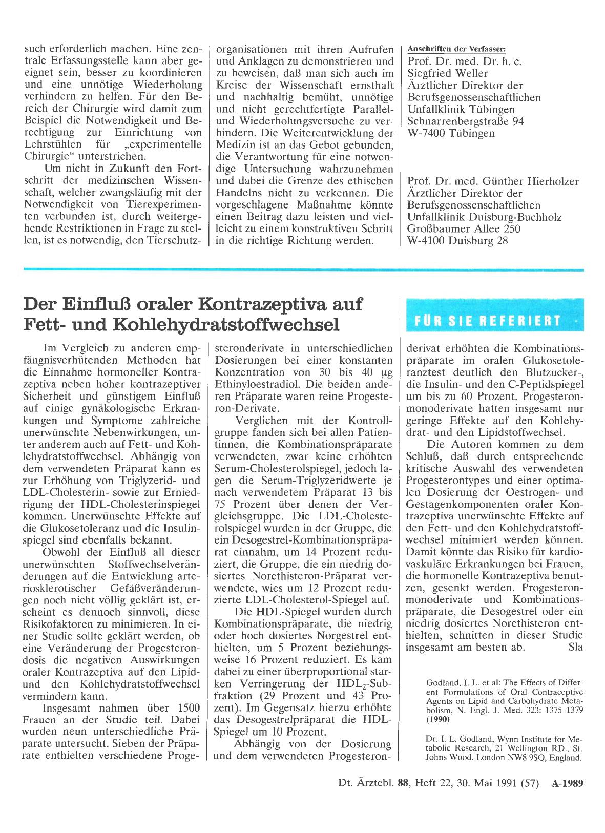 Vorschauseite 1: Der Einfluß oraler Kontrazeptiva auf Fettund Kohlehydratstoffwechsel