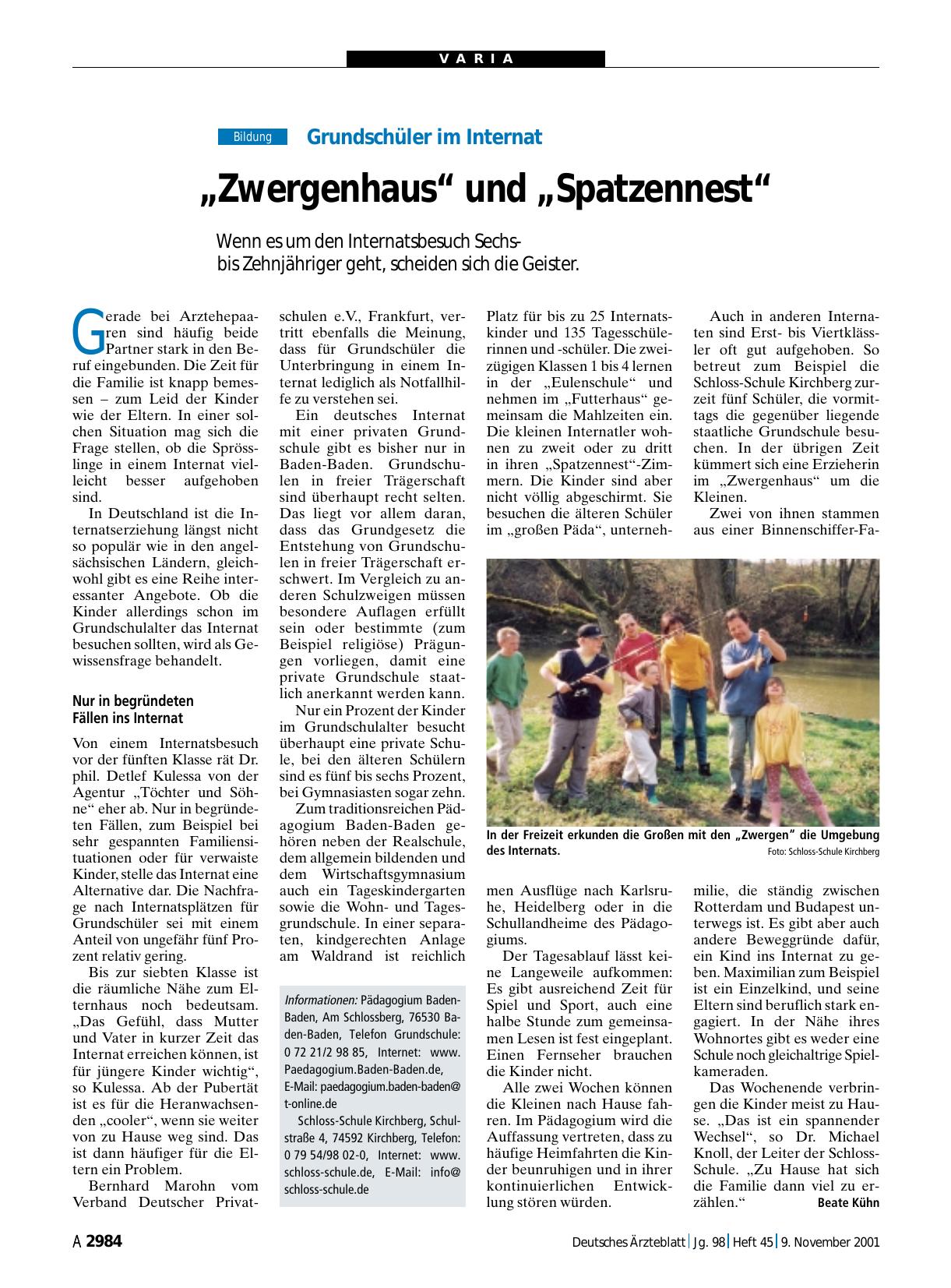 Vorschauseite 1: Grundschüler im Internat: „Zwergenhaus“ und „Spatzennest“