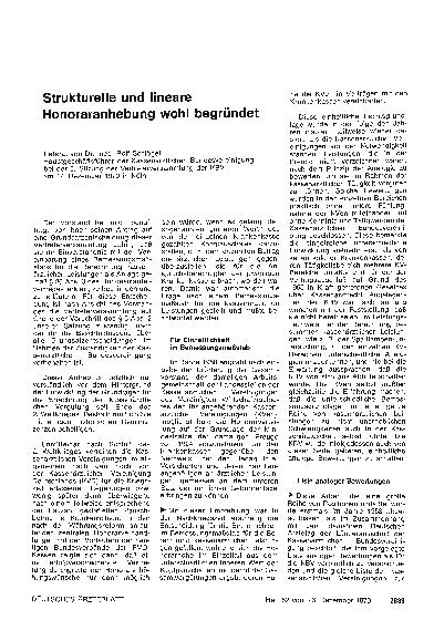 Vorschauseite 1: Strukturelle und lineare Honoraranhebung wohl begründet