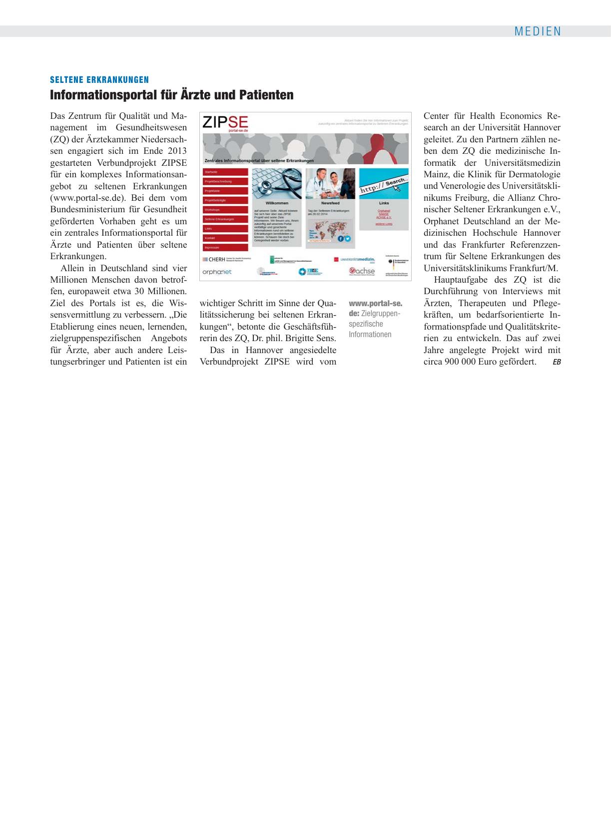 Vorschauseite 1: Seltene Erkrankungen: Informationsportal für Ärzte und Patienten