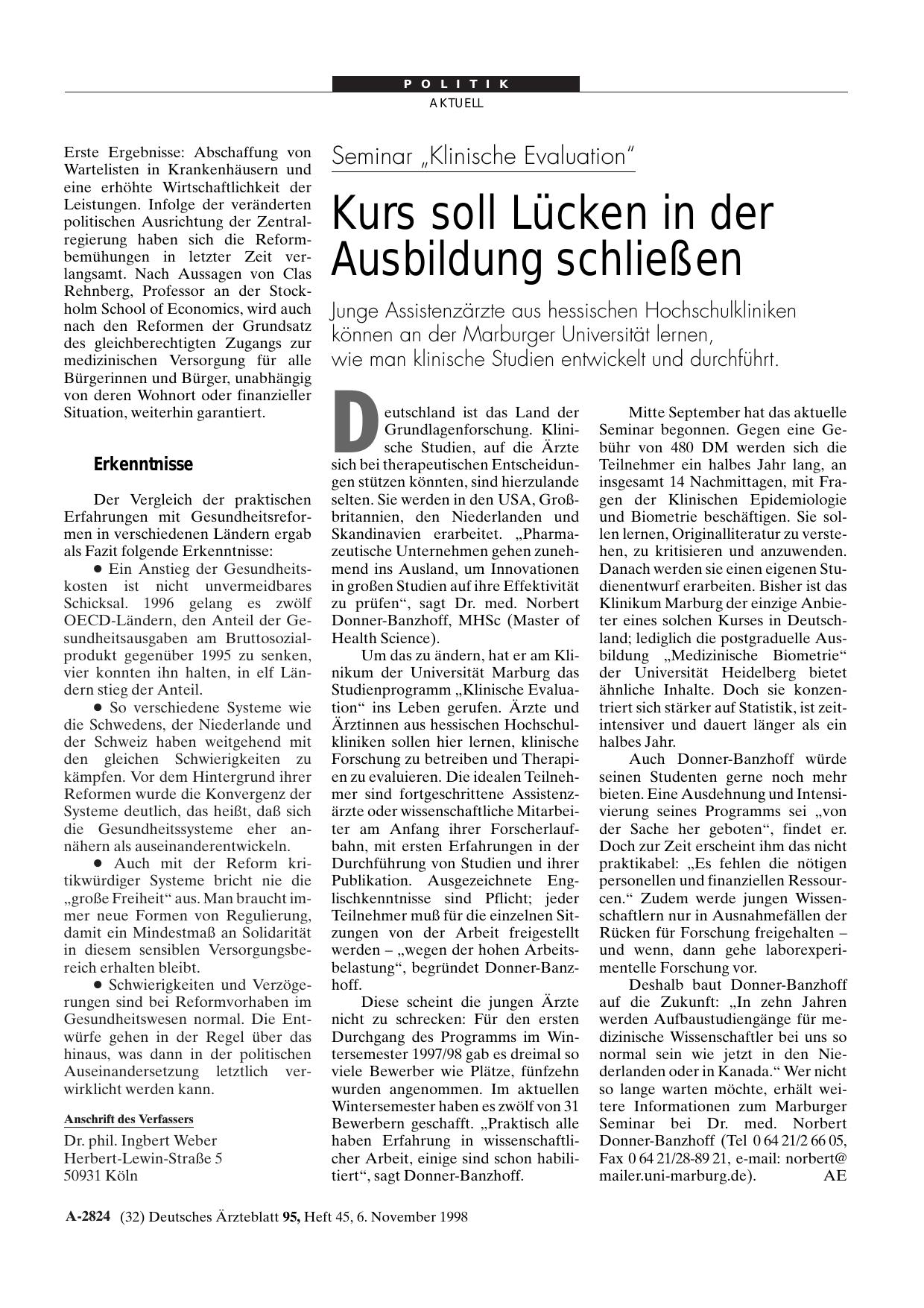 Vorschauseite 1: Seminar „Klinische Evaluation“: Kurs soll Lücken in der Ausbildung schließen