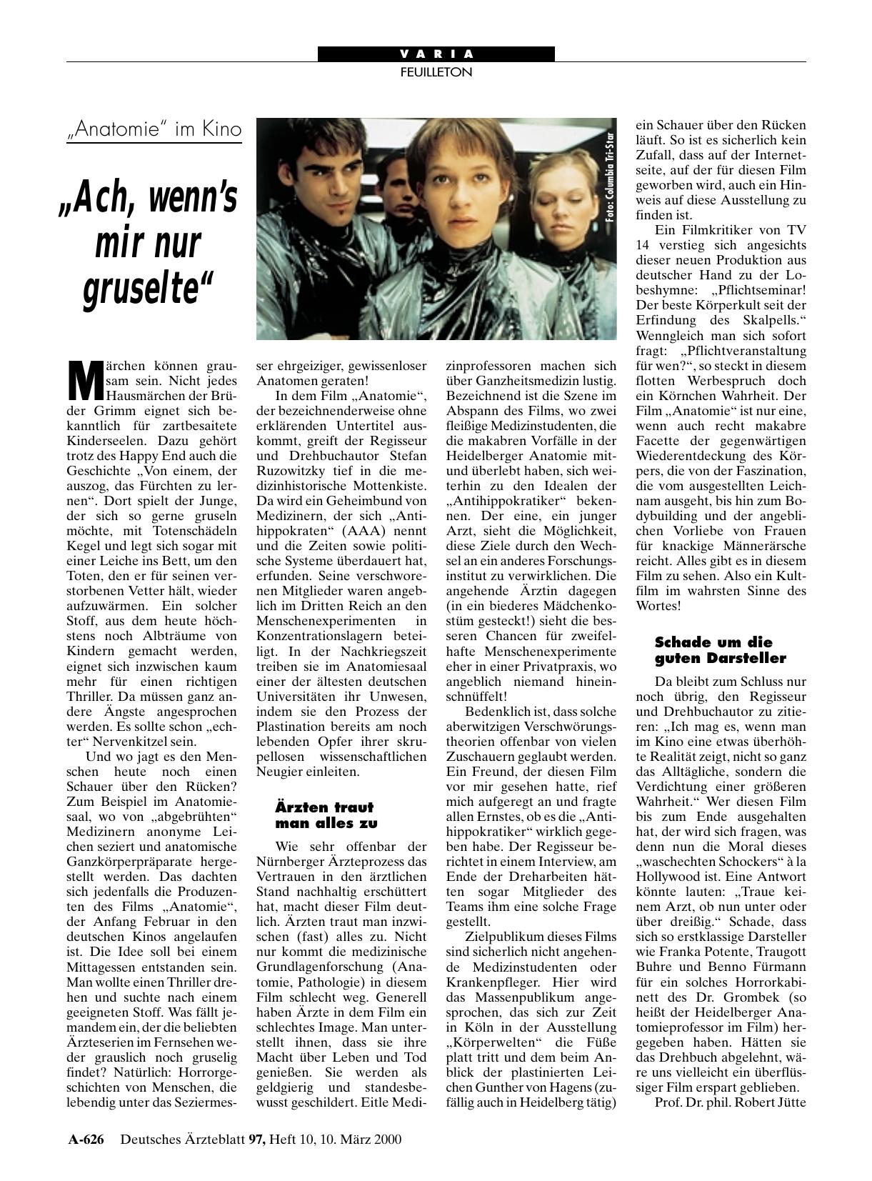 Vorschauseite 1: „Anatomie„ im Kino