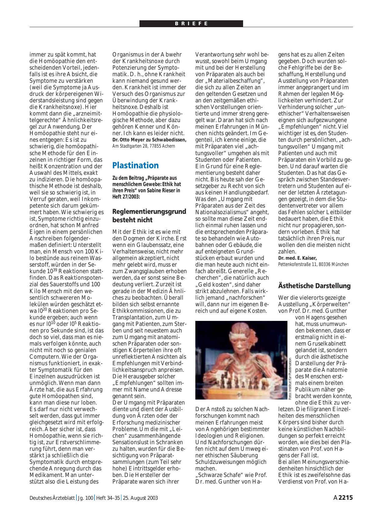 Vorschauseite 1: Plastination: Ästhetische Darstellung