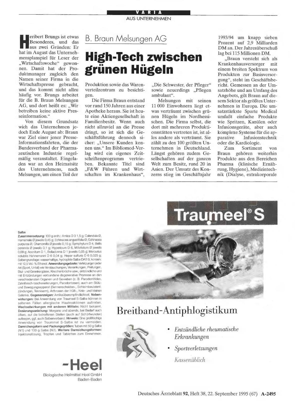 Vorschauseite 1: B. Braun Melsungen AG: High-Tech zwischen grünen Hügeln