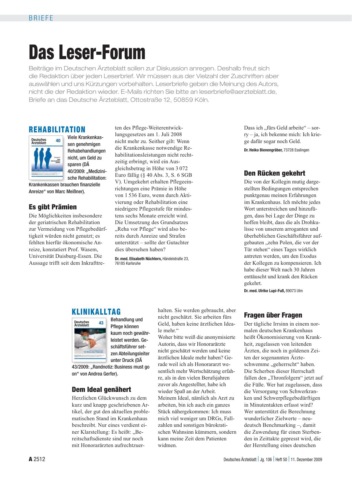 Vorschauseite 1: Klinikalltag: Den Rücken gekehrt