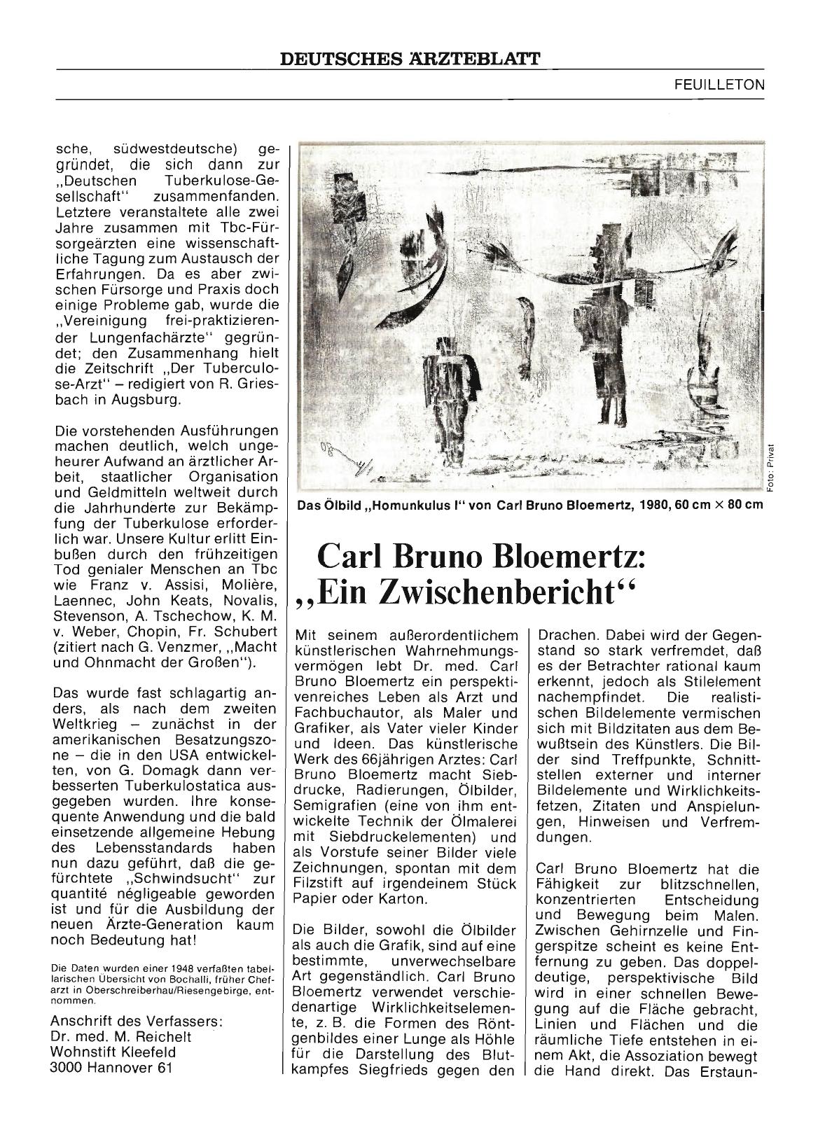 Vorschauseite 1: Carl Bruno Bloemertz: „Ein Zwischenbericht“