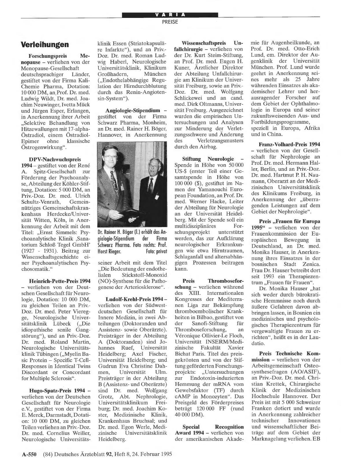 Vorschauseite 1: Verleihungen