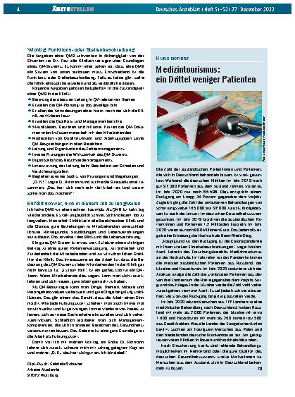 Vorschauseite 1: Medizintourismus: ein Drittel weniger Patienten
