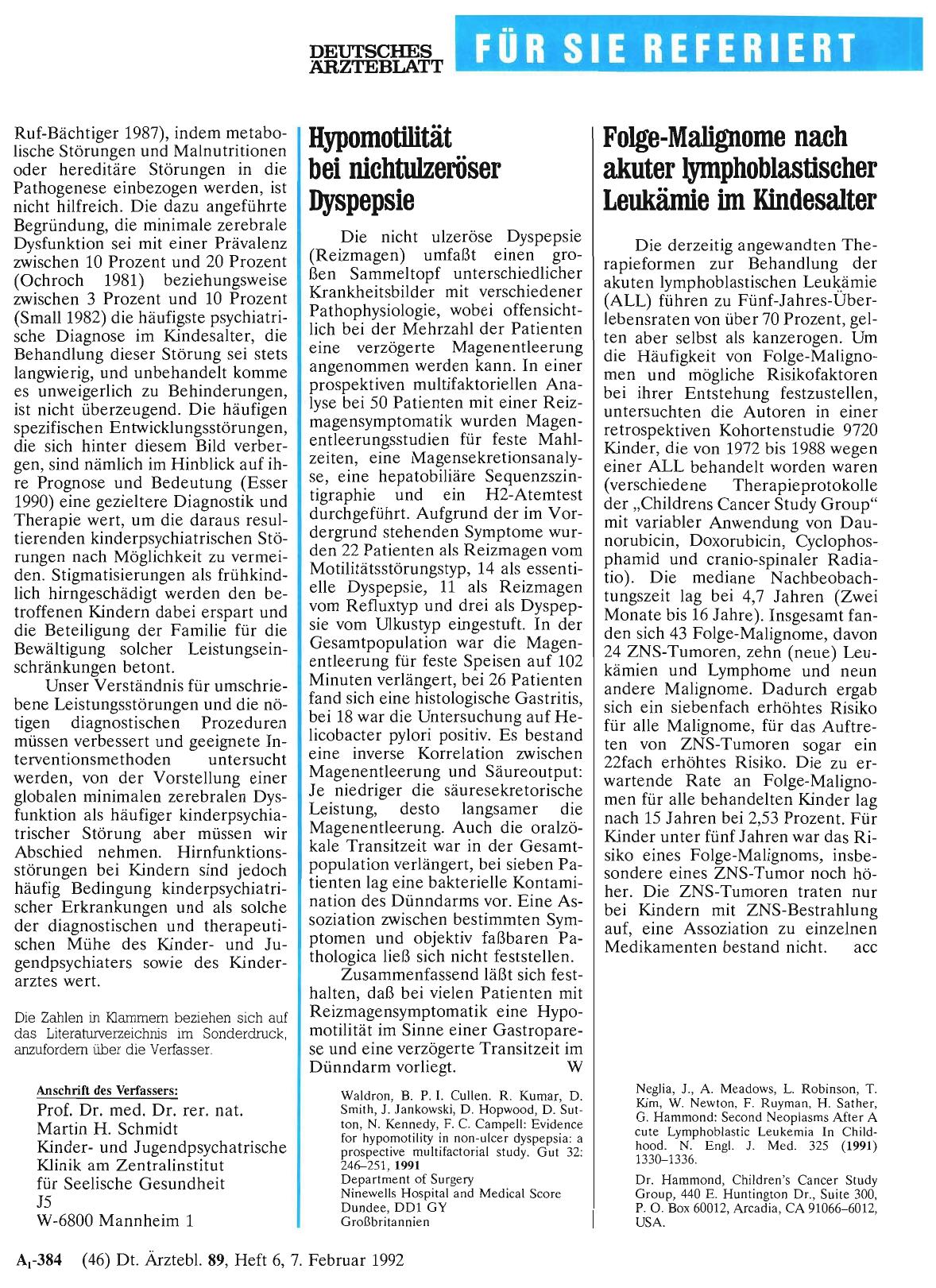 Vorschauseite 1: Folge-Malignome nach akuter lymphoblastischer Leukämie im Kindesalter