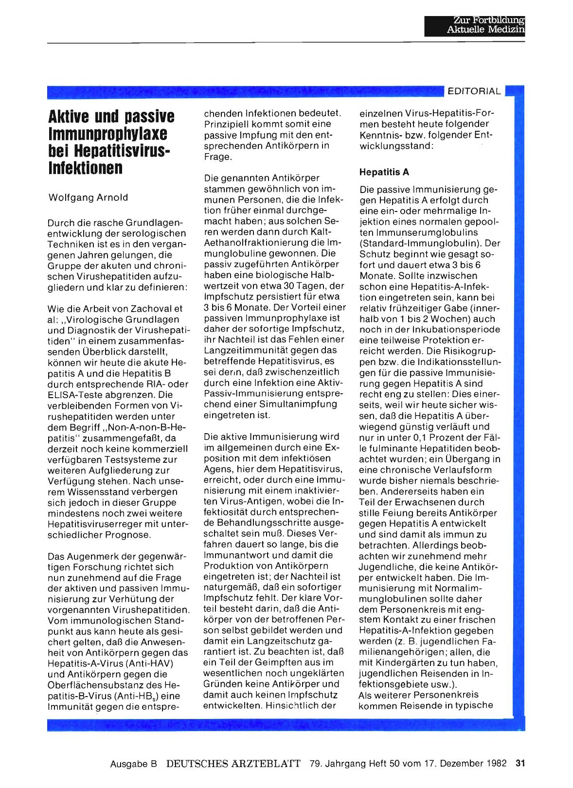 Vorschauseite 1: Aktive und passive Immunprophylaxe bei Hepatitisvirus-Infektionen