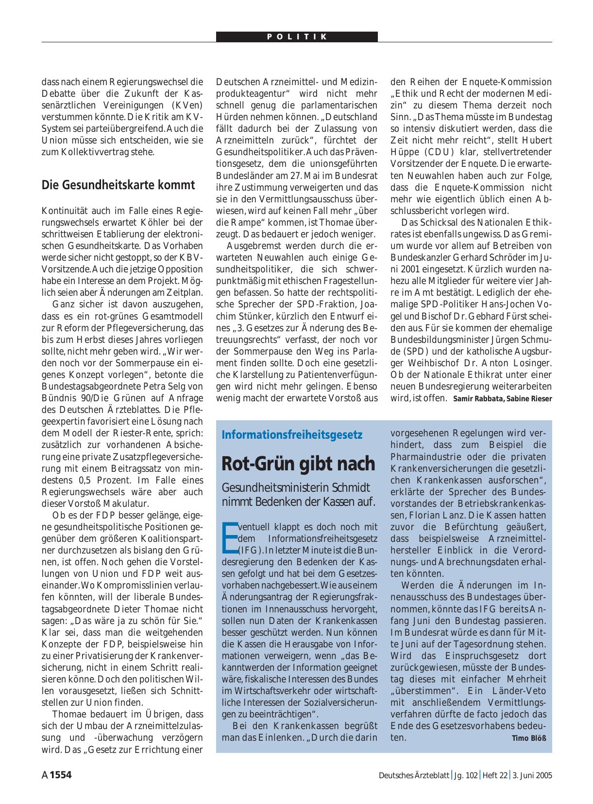Vorschauseite 1: Informationsfreiheitsgesetz: Rot-Grün gibt nach