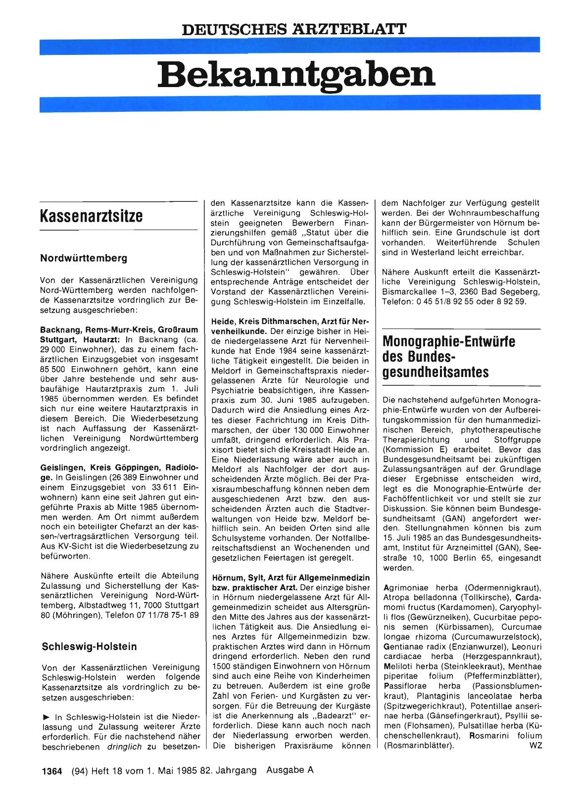 Vorschauseite 1: Kassenarztsitze