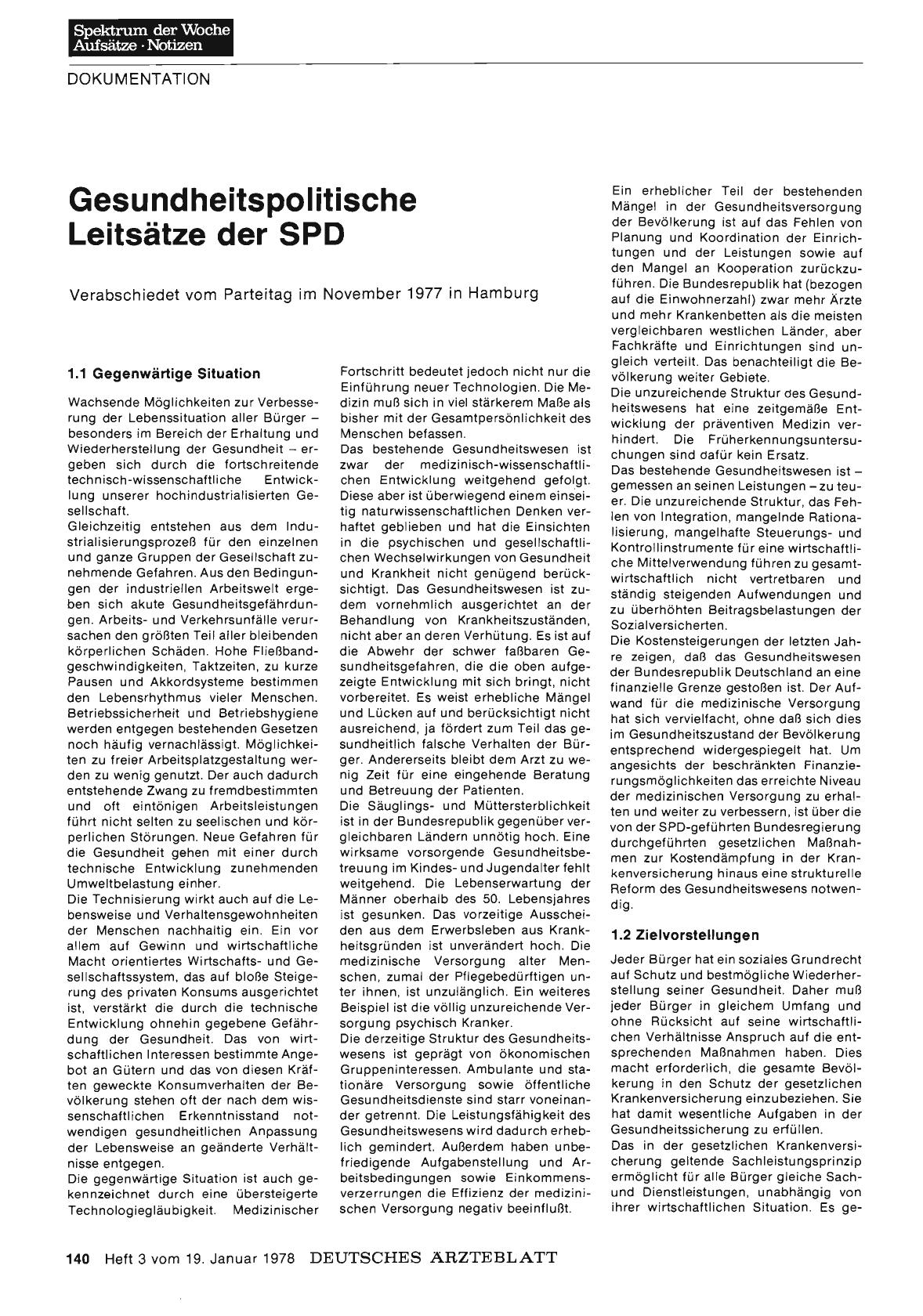Vorschauseite 1: Gesundheitspolitische Leitsätze der SPD