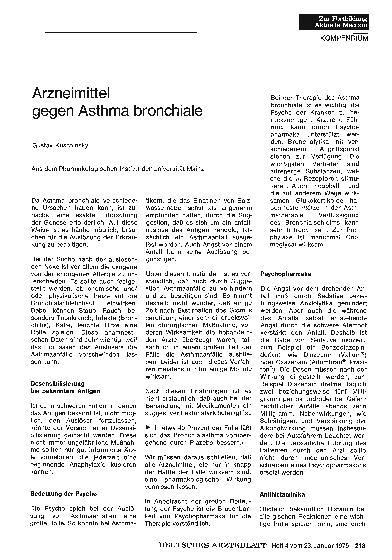 Vorschauseite 1: Arzneimittel gegen Asthma bronchiale