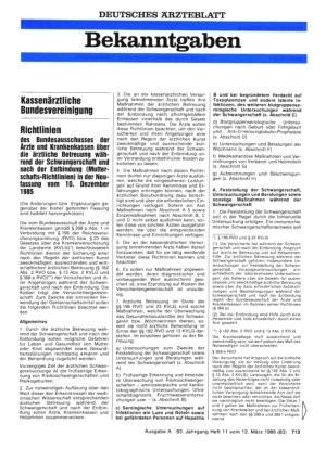 Vorschauseite 1: Richtlinien des Bundesausschusses der Ärzte und Krankenkassen über die ärztliche Betreuung während der Schwangerschaft und nach der Entbindung (Mutterschafts-Richtlinien) in der N…